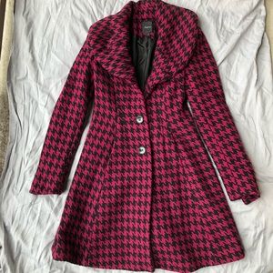 Express Magenta Houndstooth Peacoat